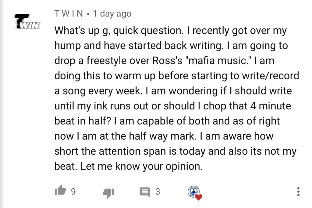 Freestyling Over Famous Beats Comment